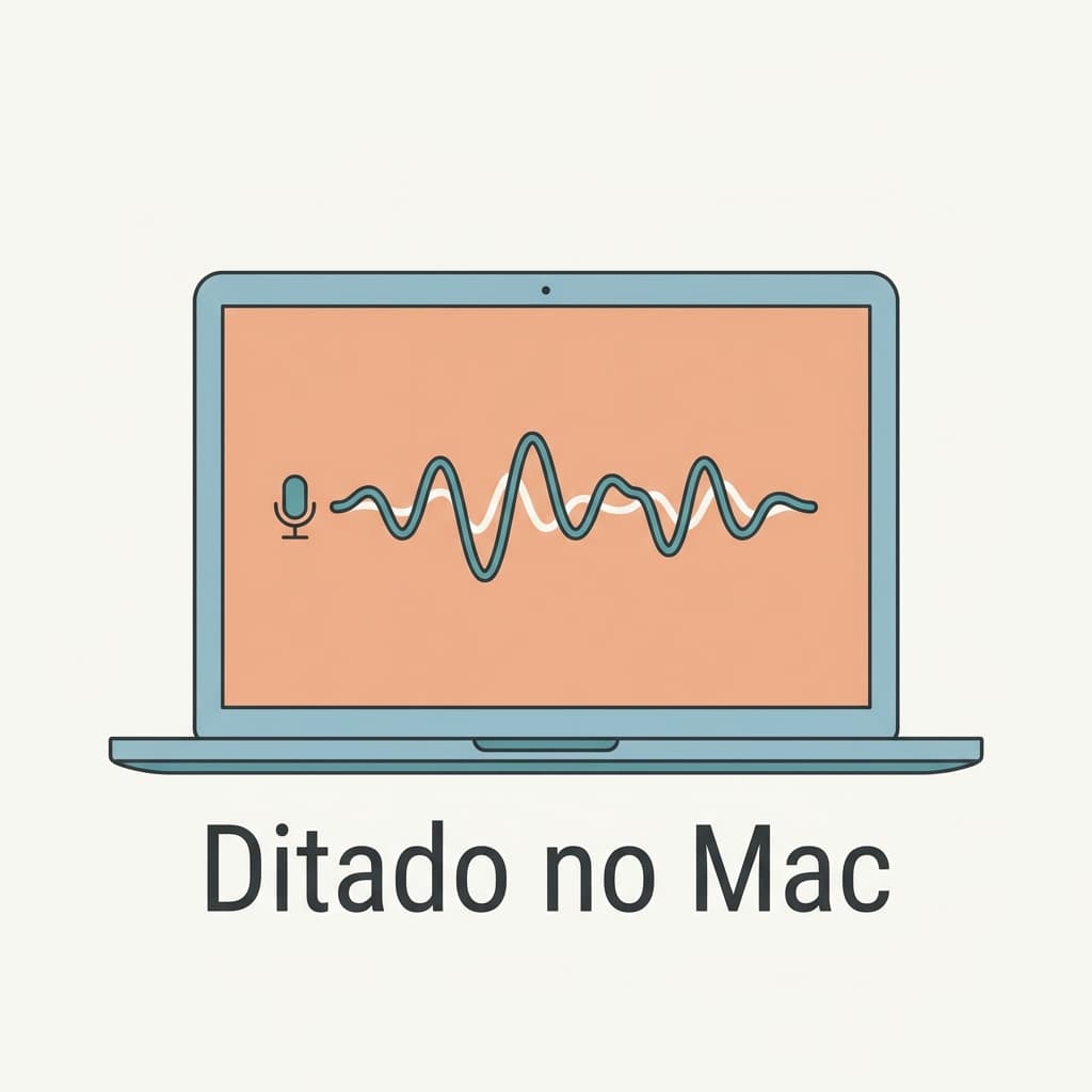 MacBook com barra de ditado ativada